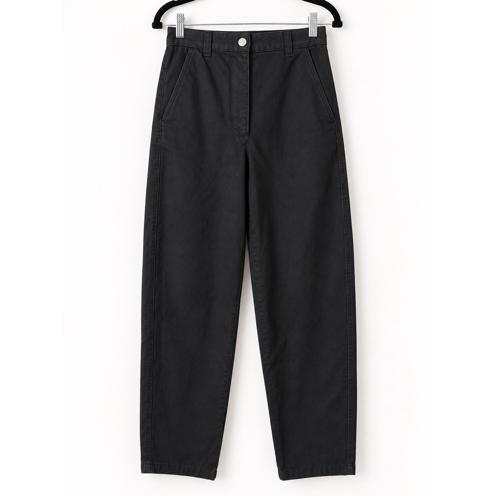 & Other Stories Trousers Pants Women Size 4 Black Hi Waisted Cotton Minimalist
